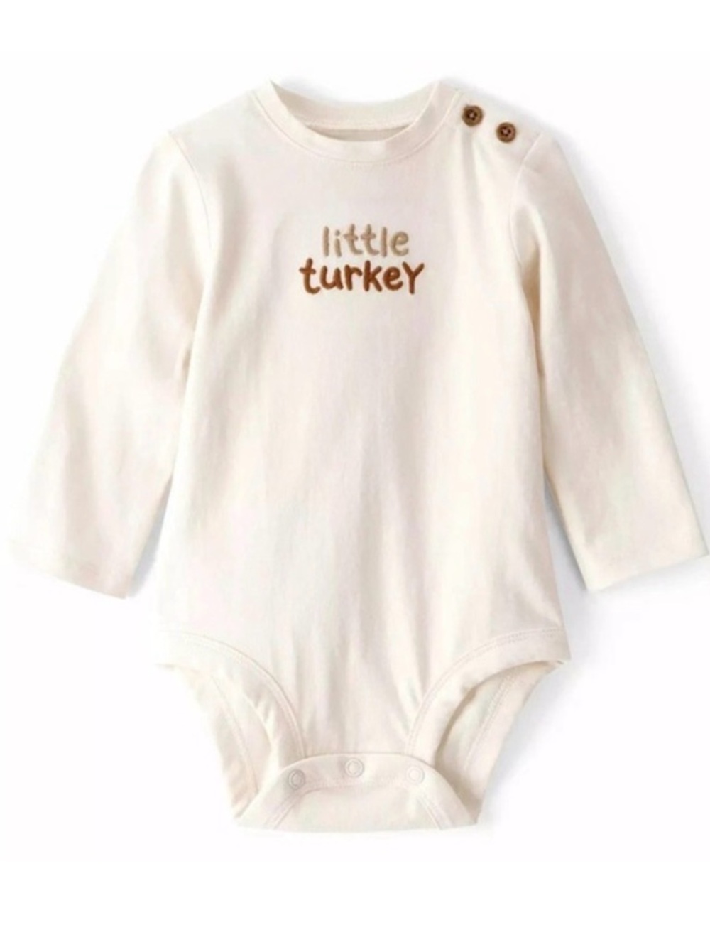 Carters Little Turkey Cream Long-Sleeve Baby One-Piece